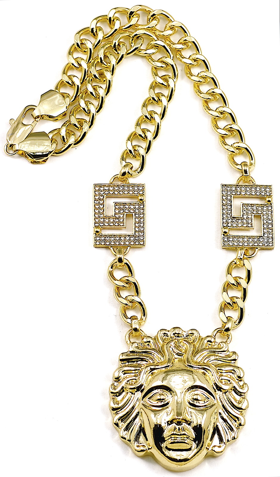 Egyptian Necklace New Pendant with 17 Inch Long Cuban Link Chain
