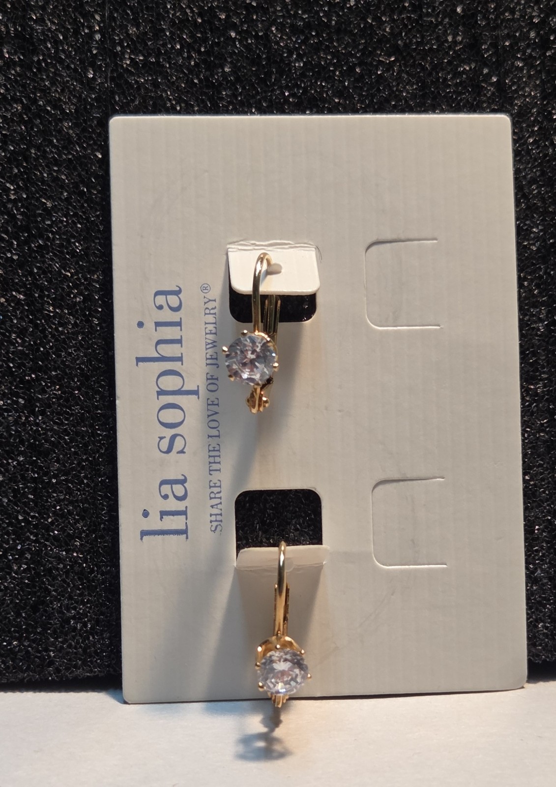 Lia Sophia “Shimmering” Gold Tone Cubic Zerconia Earrings Dangle
