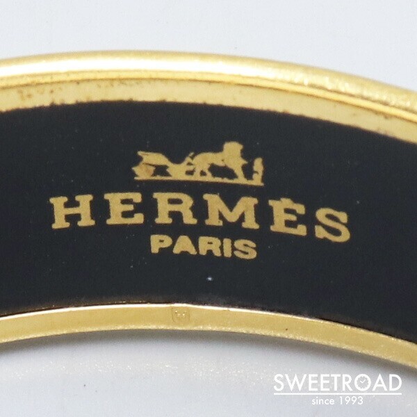 Hermes Emaille GM Bangle Bracelet Horse Motif Metal/Cloisonné 21cm