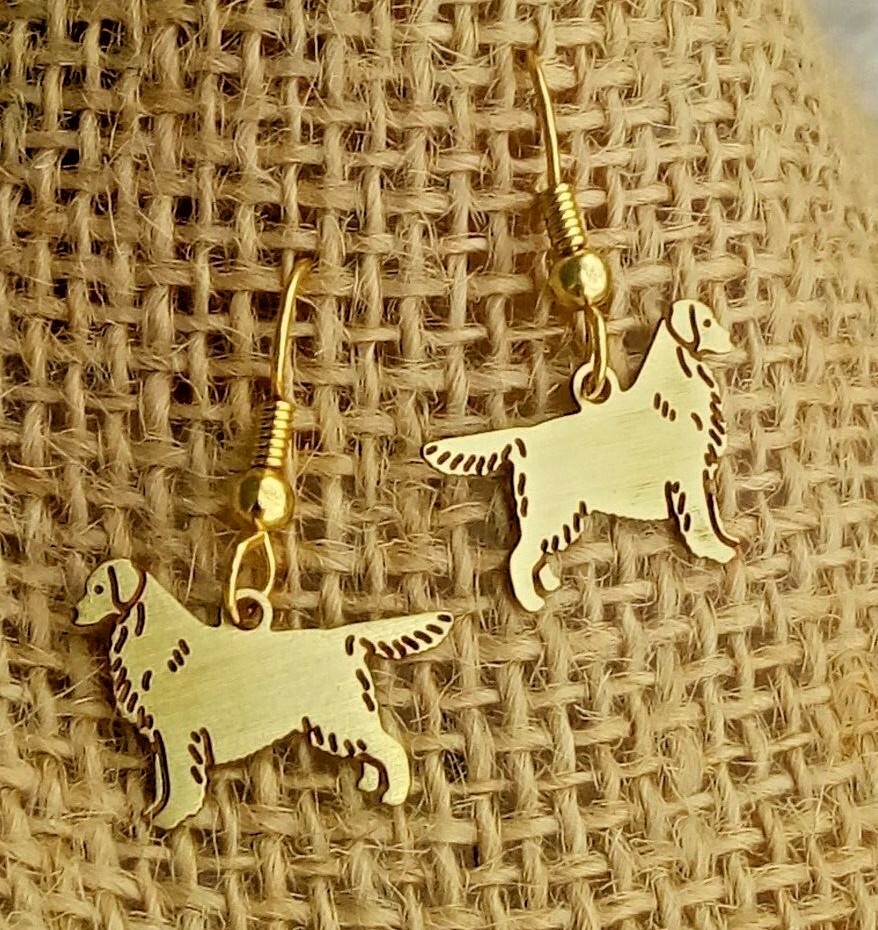 Golden Retriever Earrings Brass nickel free Fishhook style wires Handmade USA