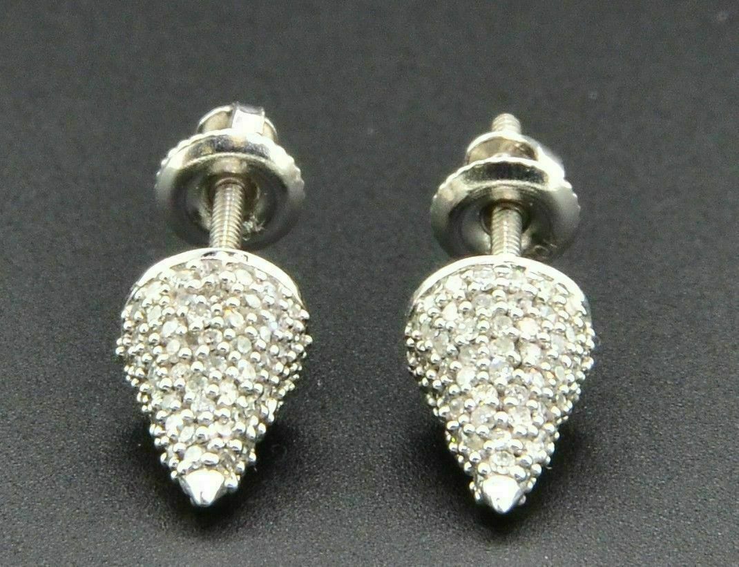 2 CT Moissanite Bullet Cone Shape 925 Sterling Silver Pave Set Stud Earrings