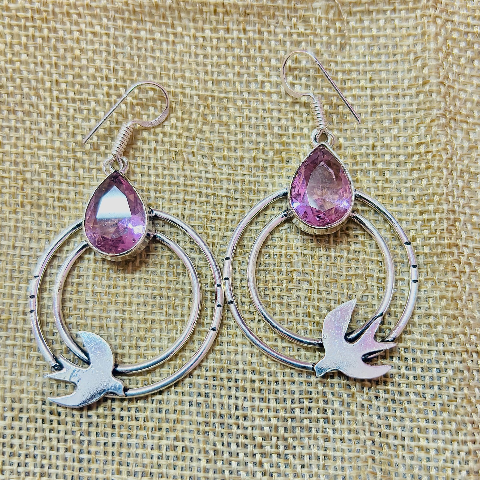 Pink Kunzite Gemstone 925 Sterling Silver Handmade Ethnic Jewelry Earrings 1.80″