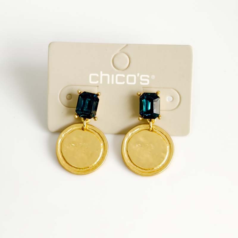 New 33mm Chicos Square Tag Drop Earrings Gift Chic Women Party Vacation Jewelry