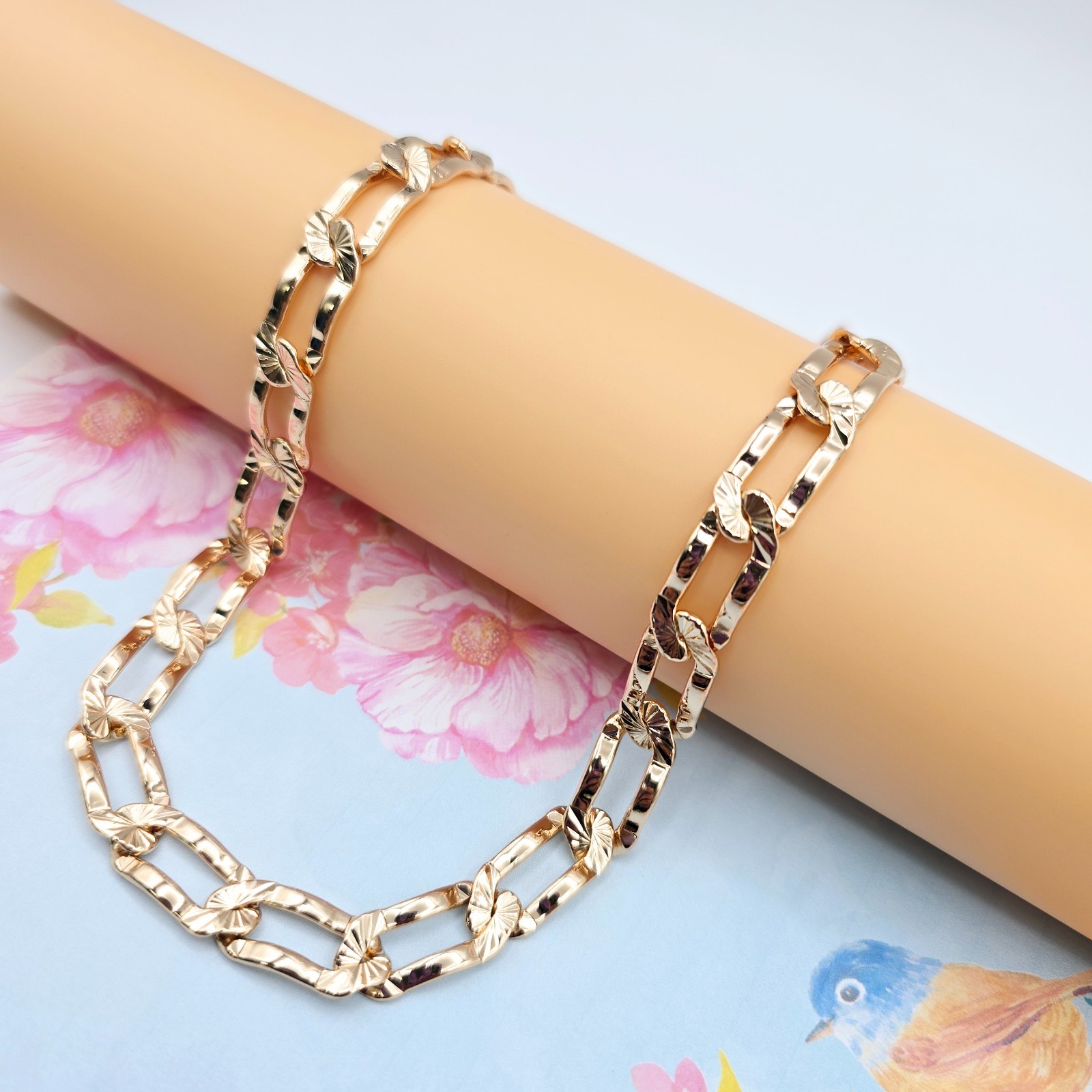 Chunky Link Necklace in High Shine Finish – 19.7 Inch, XPNL0071 Rose Gold