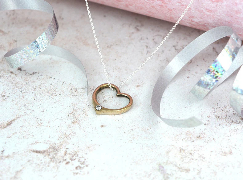 8th Anniversary Bronze Pendant Open Heart Wedding Traditional Gift UK