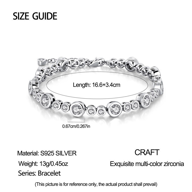 KUNSIR 925 Sterling Silver Tennis Bracelet for Women Adjustable Bubble Bracelet