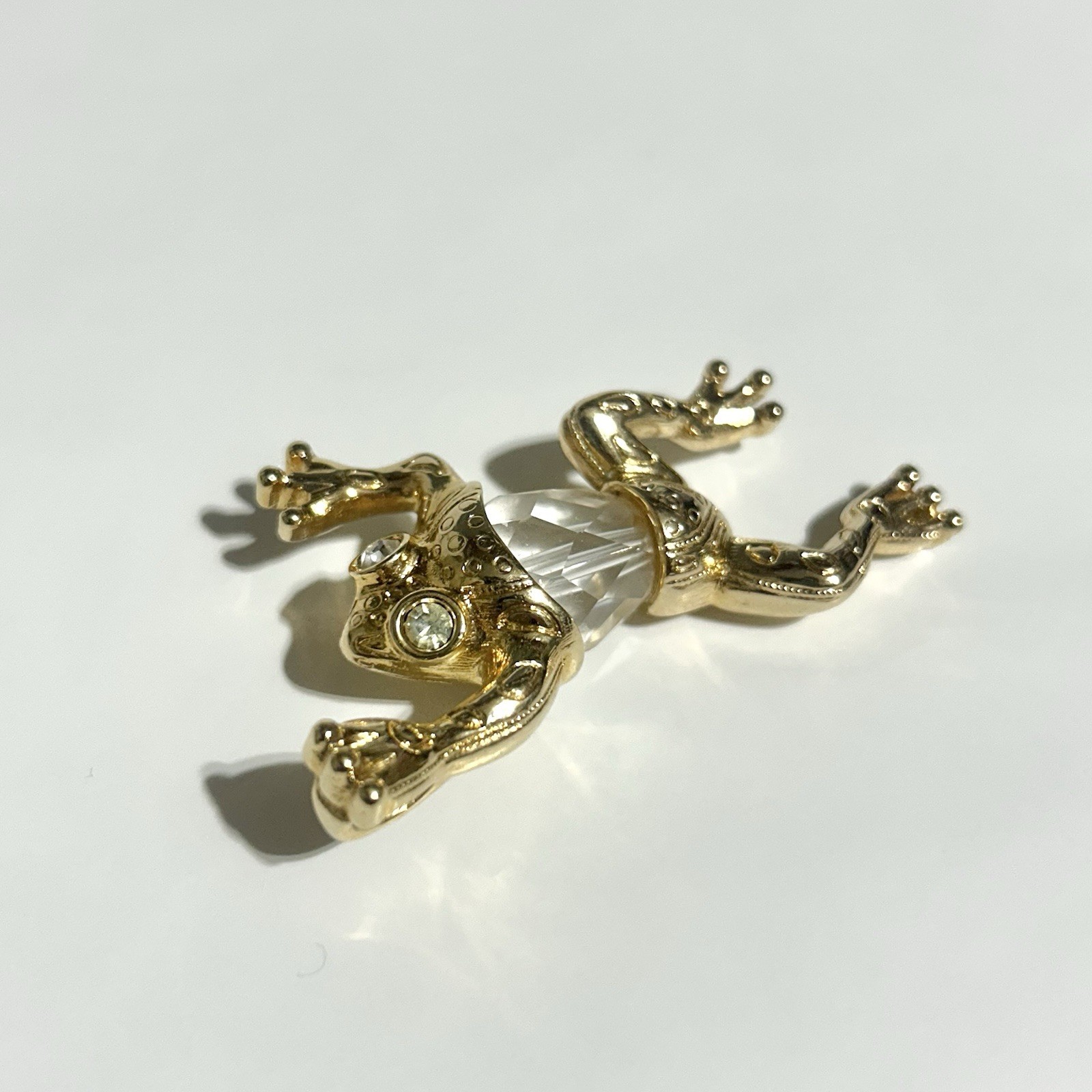 Rare Swarovski Gold Tone / Crystal Frog Pendant – 2 1/8 in – Beautiful Condition