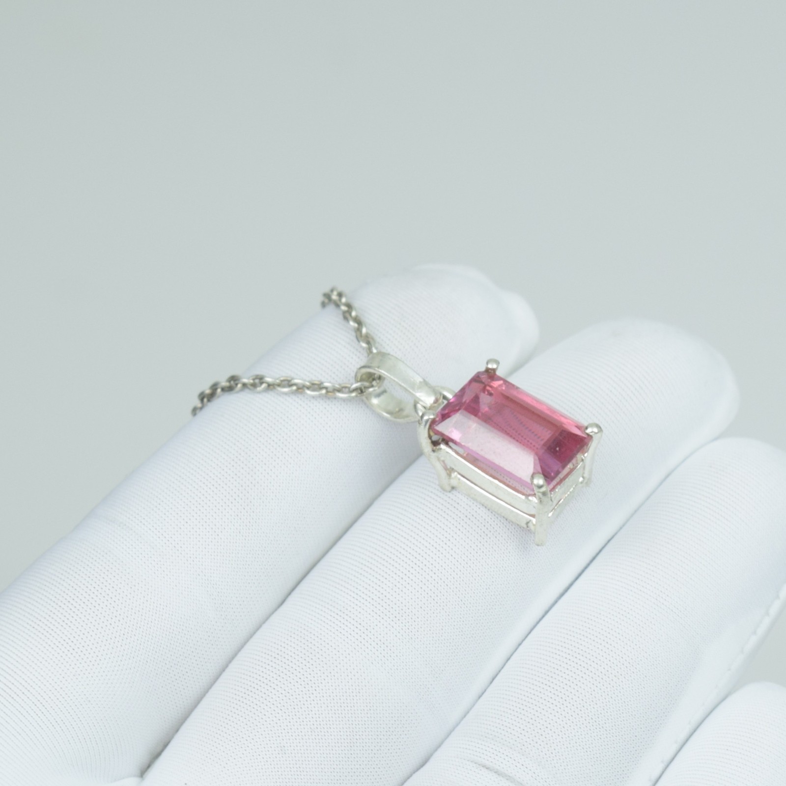 20Cts 925 Sterling Silver Necklace, Pink Kunzite Pendant Gift For Her Jewelry,