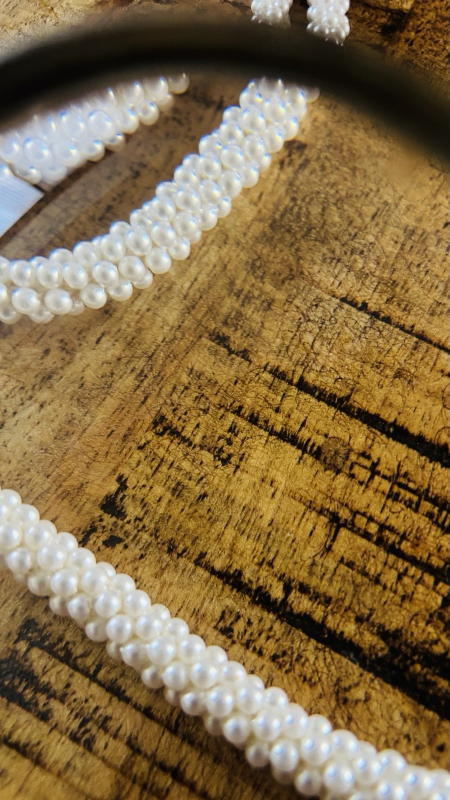 Faux Seed Pearl Lariat Necklace Woven Slider Tassel Flapper Boho VTG