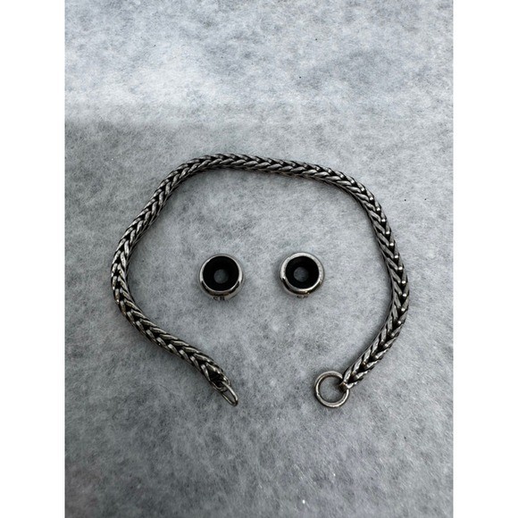 Trollbeads Sterling Silver 925S LAA Foxtail Bracelet with Two Spacers 6.25in