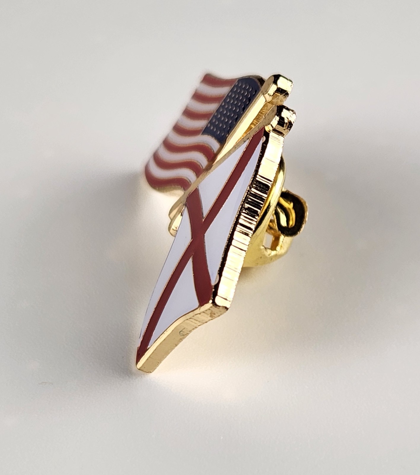 Alabama State Flag / American Flag Crossed Flags Lapel Pin