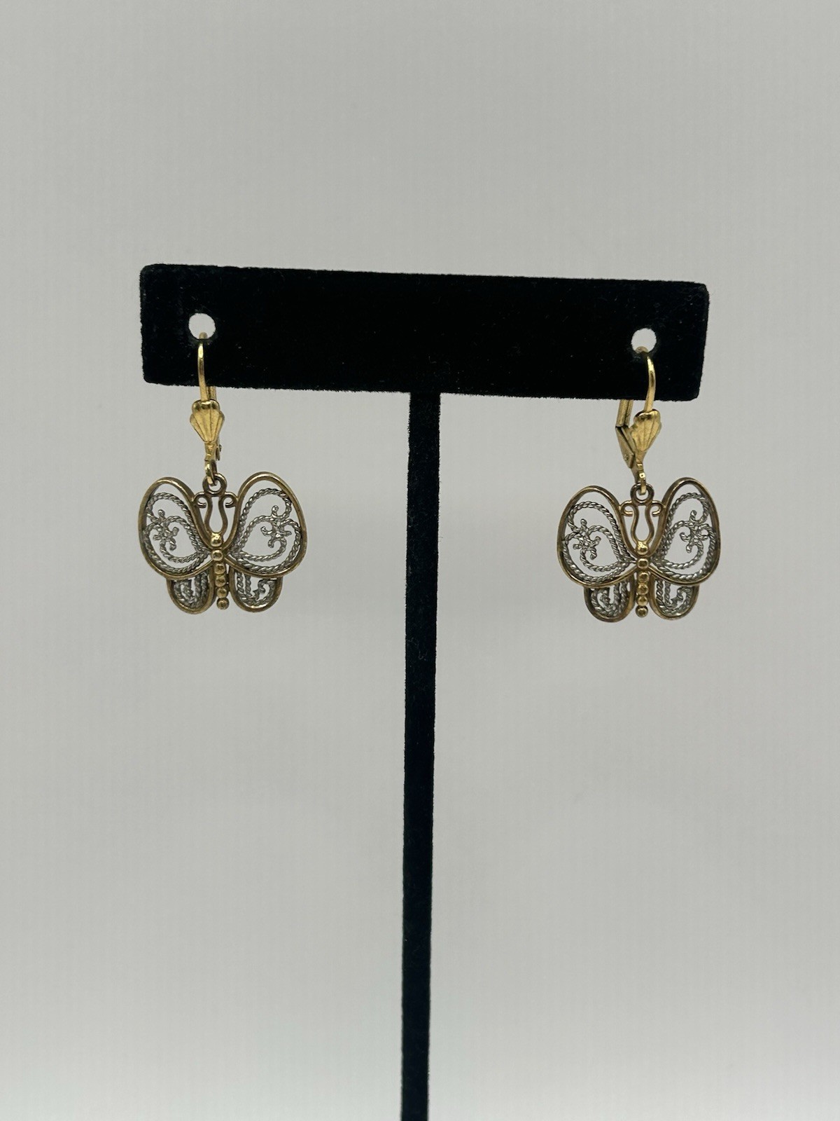 Pair Of Palmbeach 18k Gold-Plated Two-Tone Filigree Butterfly Drop Earrings Boho
