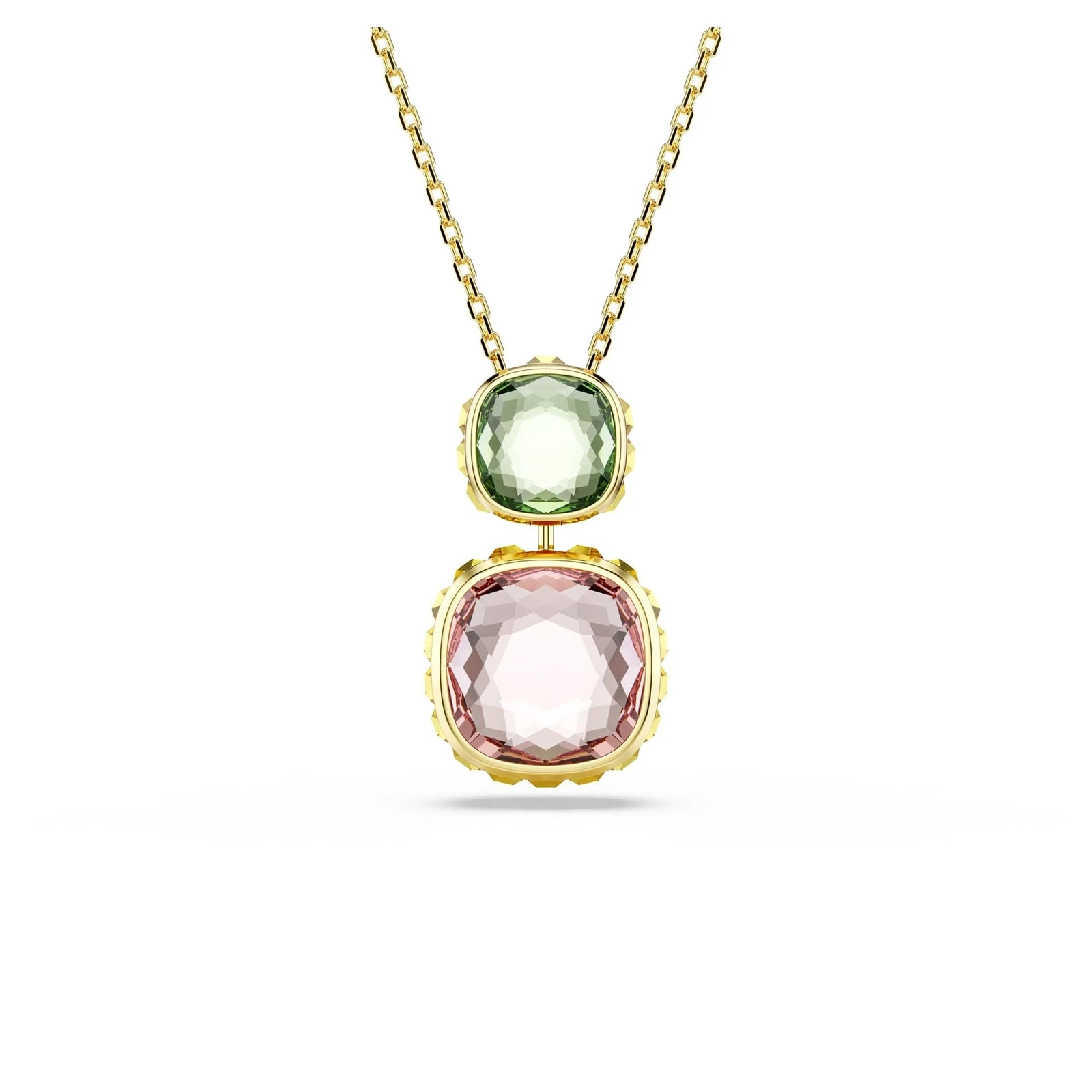 Swarovski Chroma Pendant Necklace, Cushion Cut, Multicolored, Gold-Tone Plated