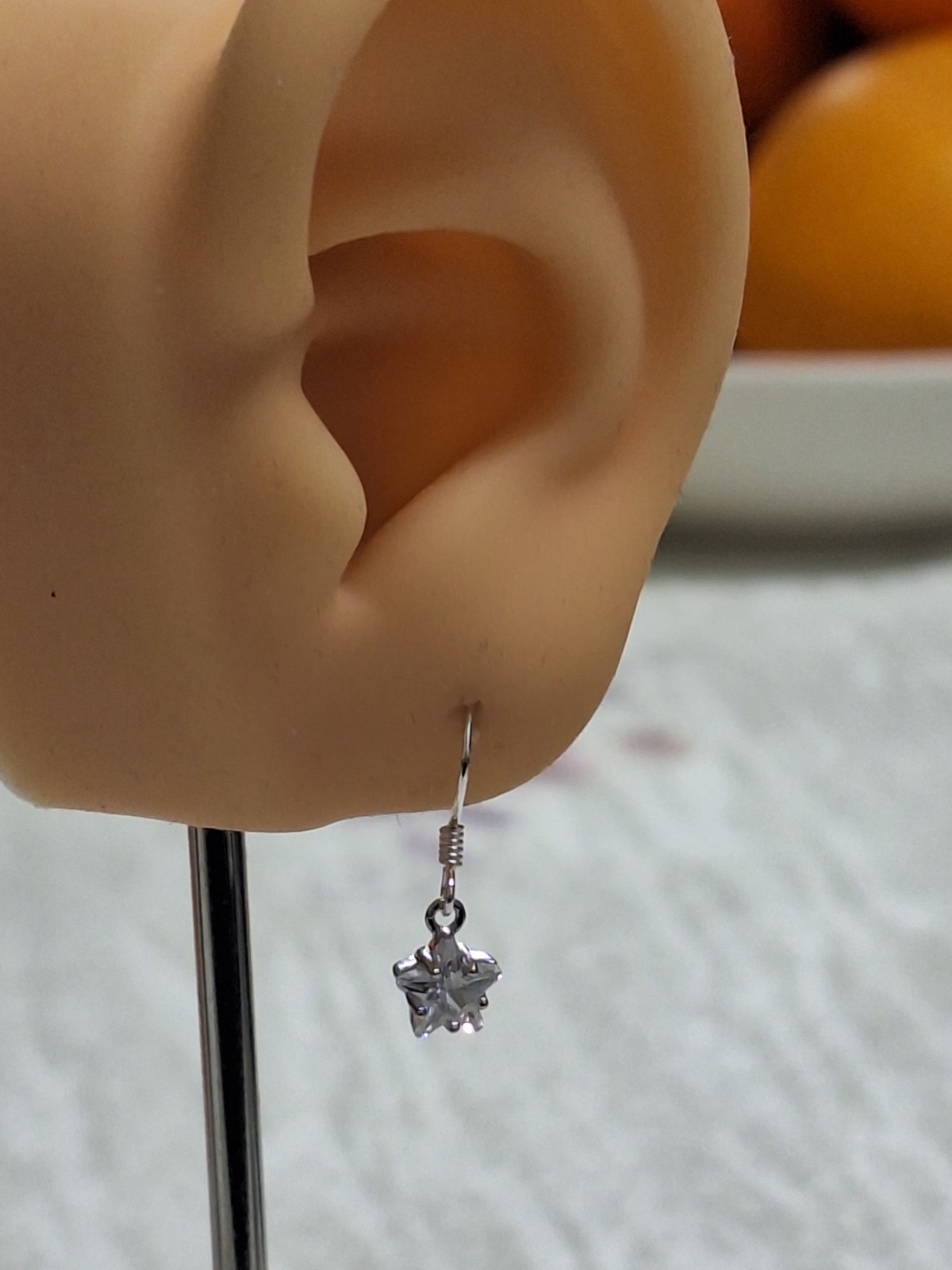 925 Sterling Silver Beautiful Delicate Hook Earrings with glass Star Design