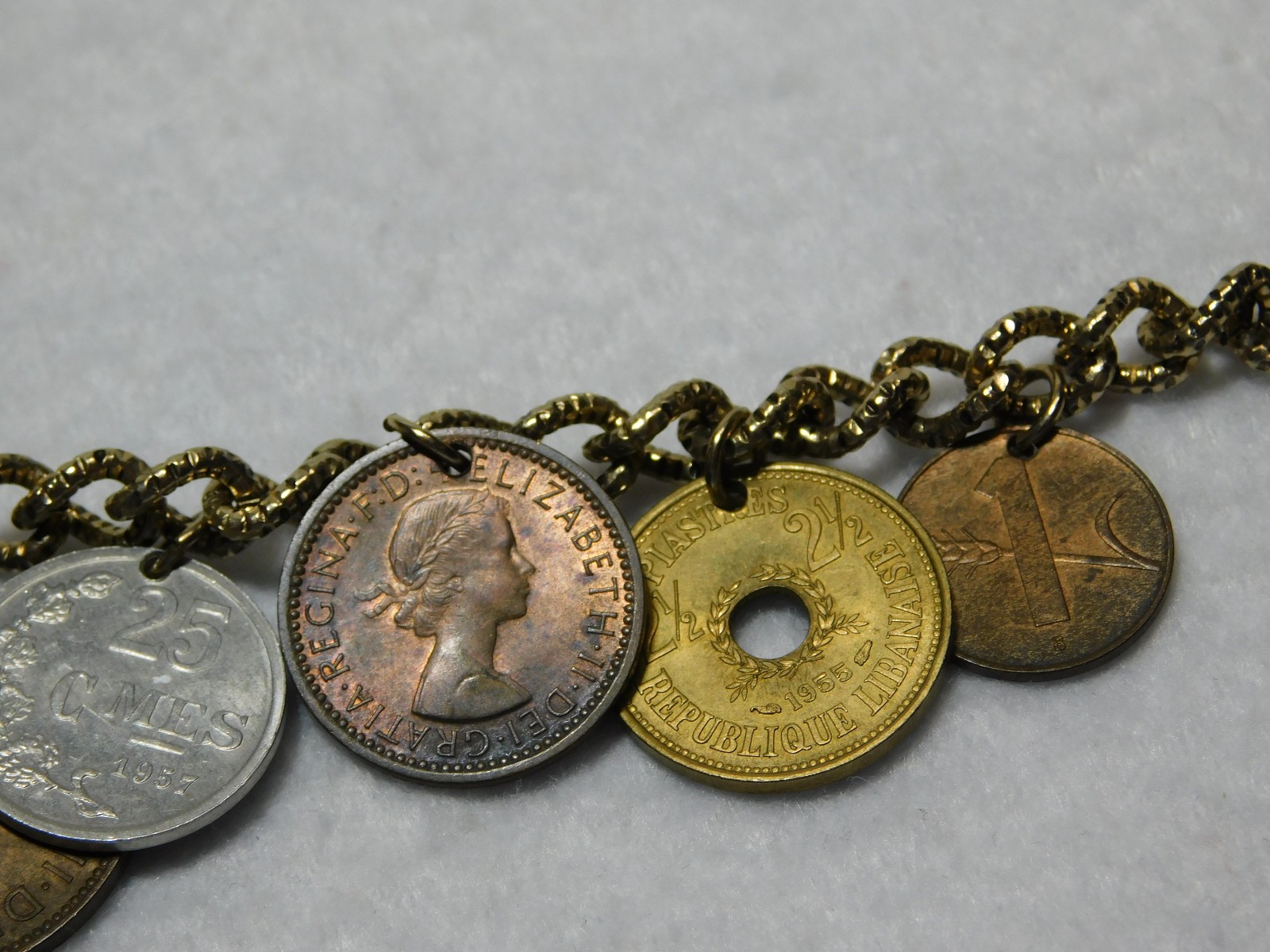 Very Nice Bracelet Made From Genuine Foreign Coins With Tag. Good Condition