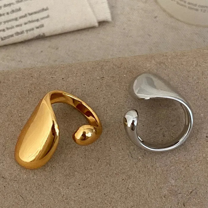 Adjustable Glossy Waterdrop Minimalist Mood Tracker Ring for Women Gift