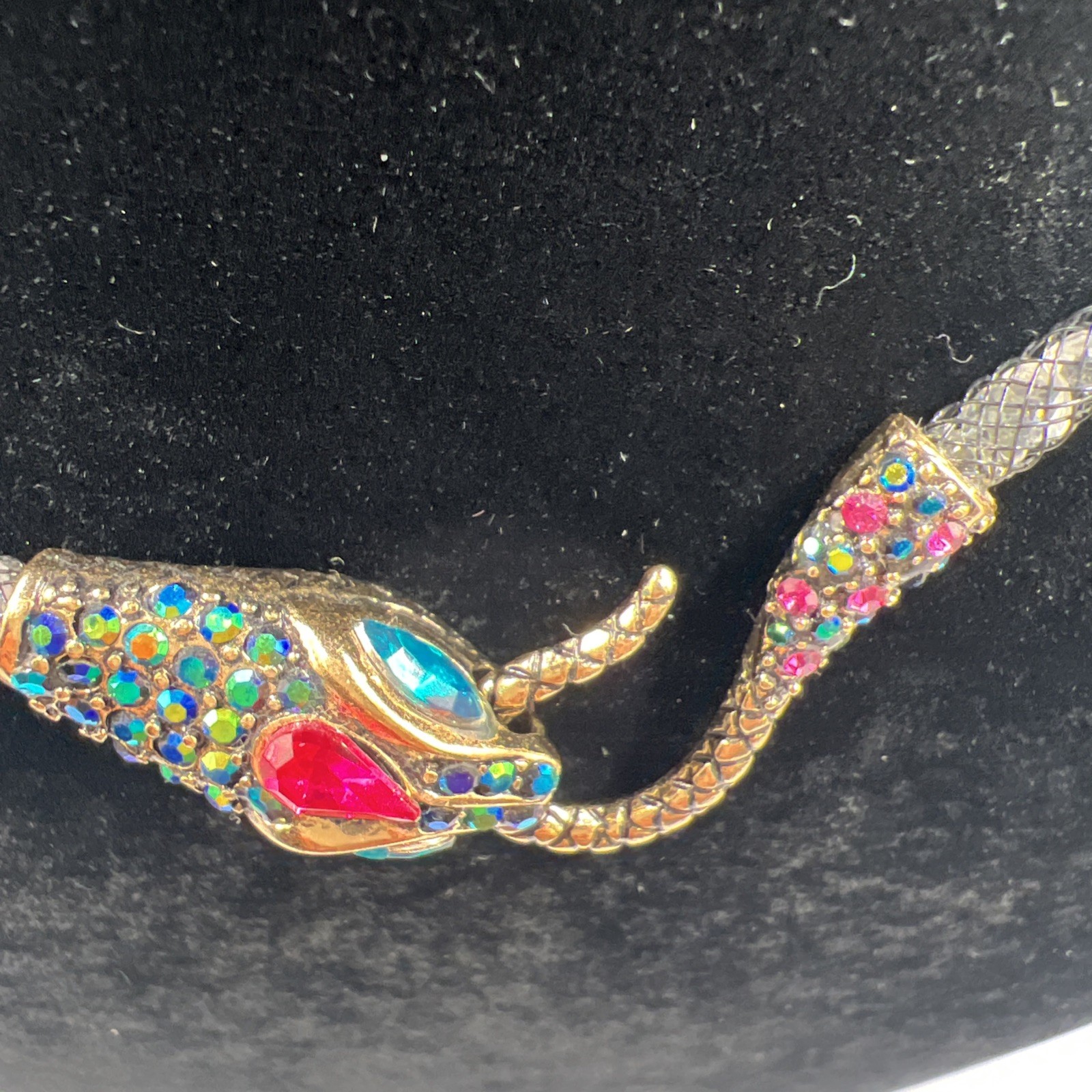 Betsey Johnson “Dark Shadows” Pave Snake Mesh Collar Necklace NWT