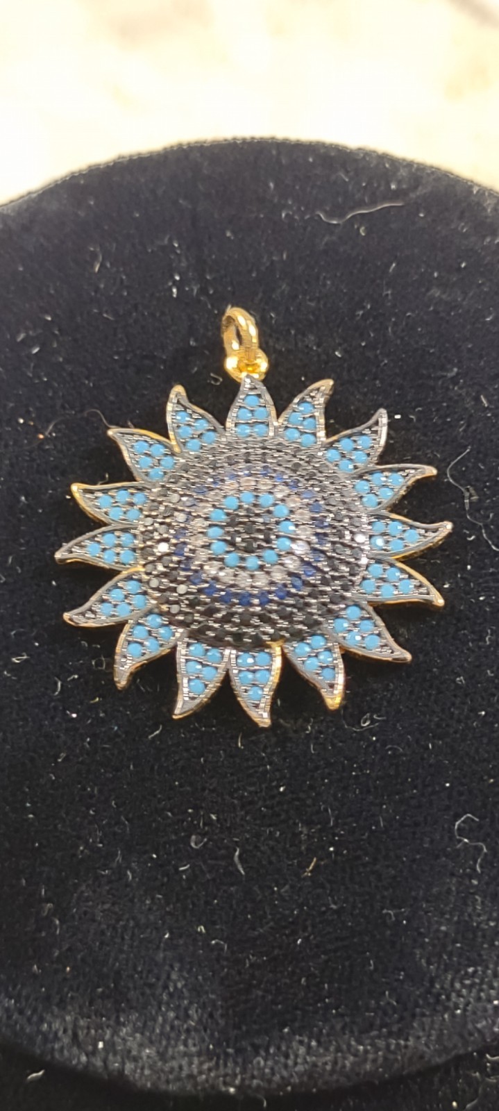 Evil Eye Celestial Pendant Sun Charm Greek Turkish Micro Pave Charm Rhinestone