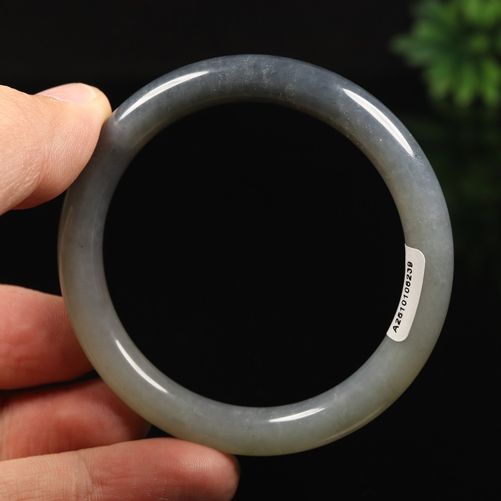 53mm Certified 100% Natural Grade A Black Green Xiu Jade Bangle Bracelet 12531