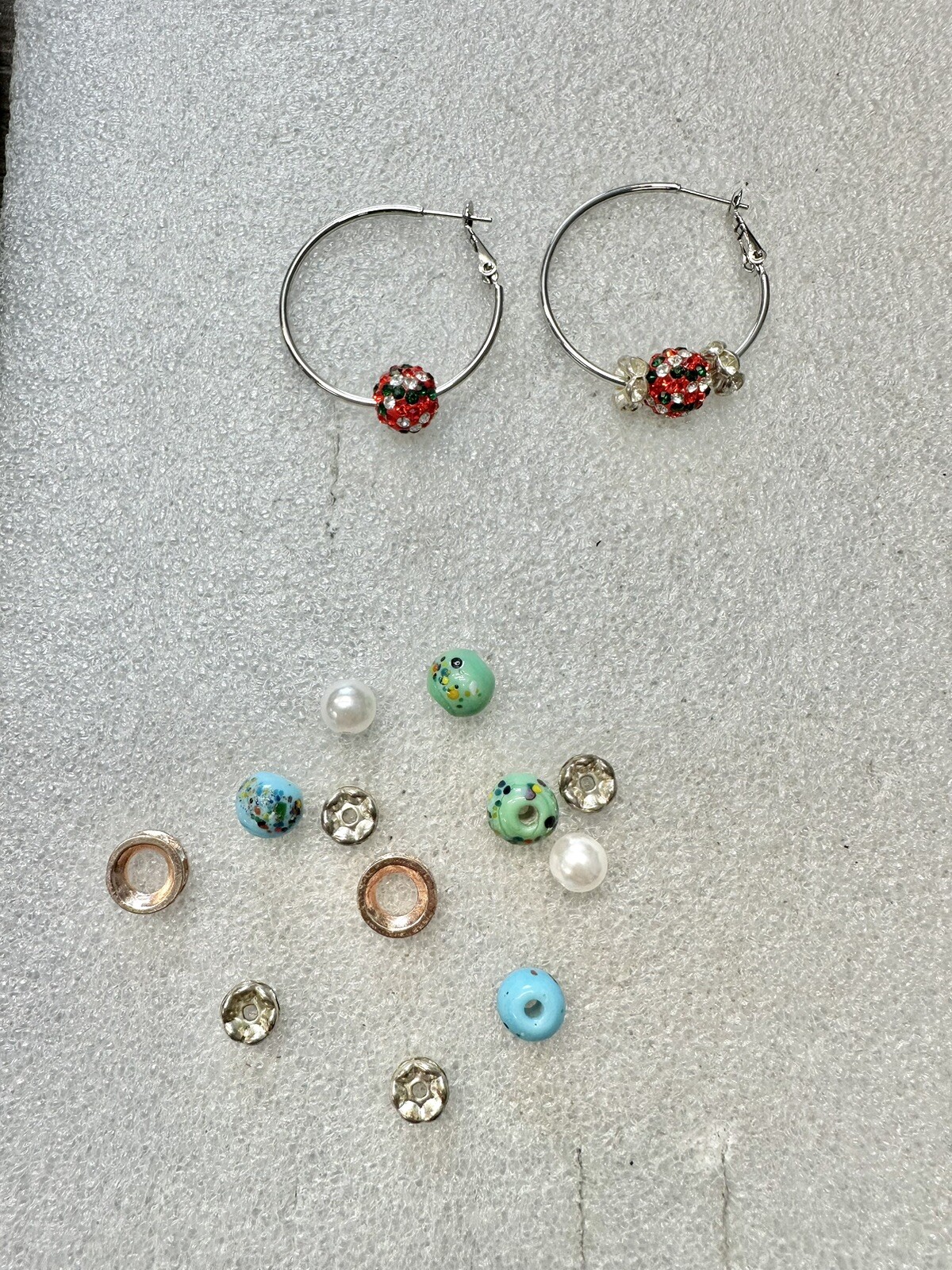 ATI BRCH Multi Interchangeable Bead & Hoop Silver Tone Earring Set