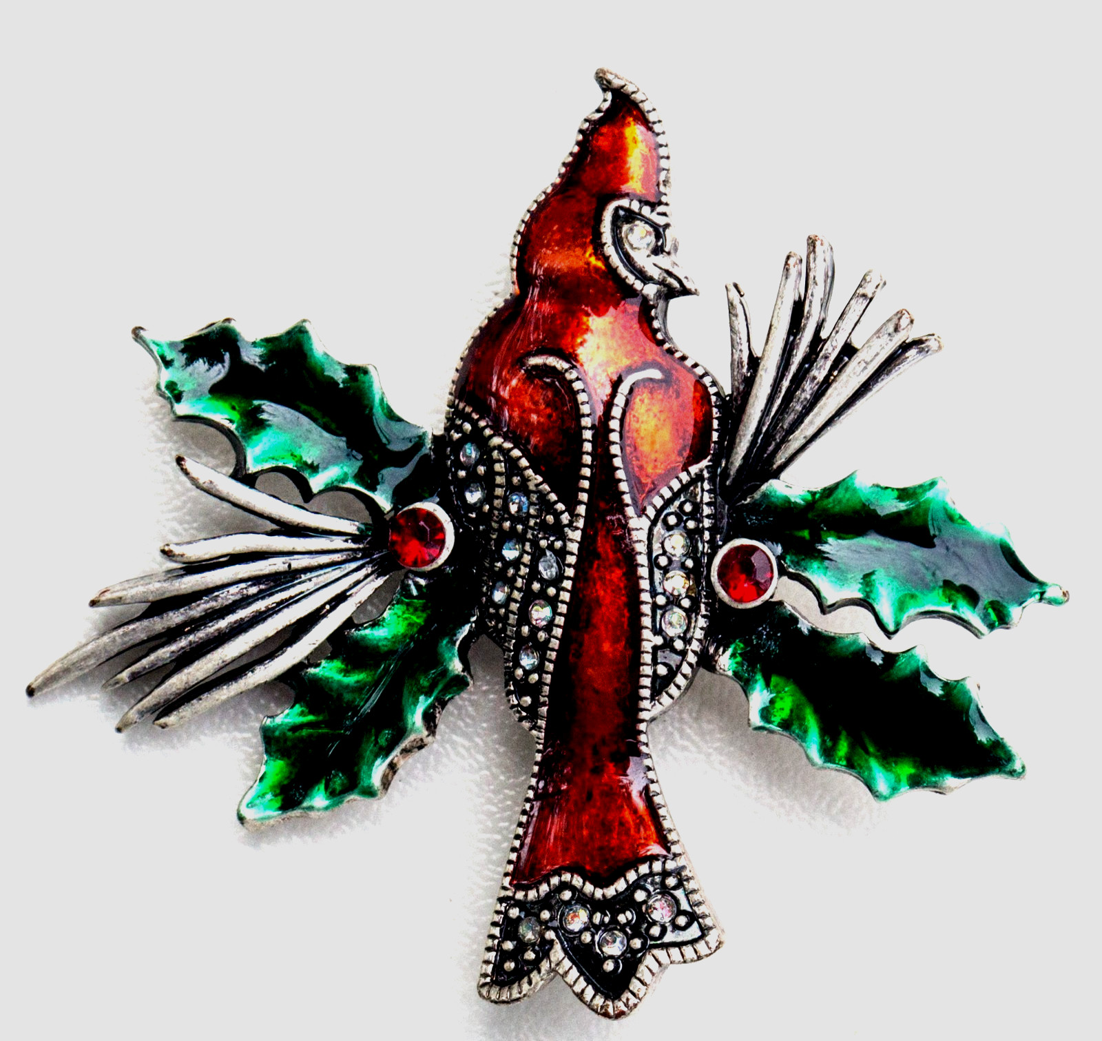 Pewter Cardinal Bird Christmas / Holiday / Winter brooch / pin