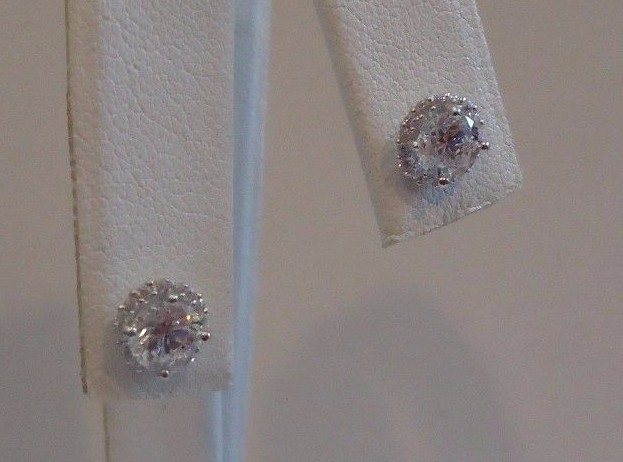 925 STERLING SILVER ROUND SHAPE STUD EARRINGS W/ 1.10 CT LAB CREATED DIAMONDS