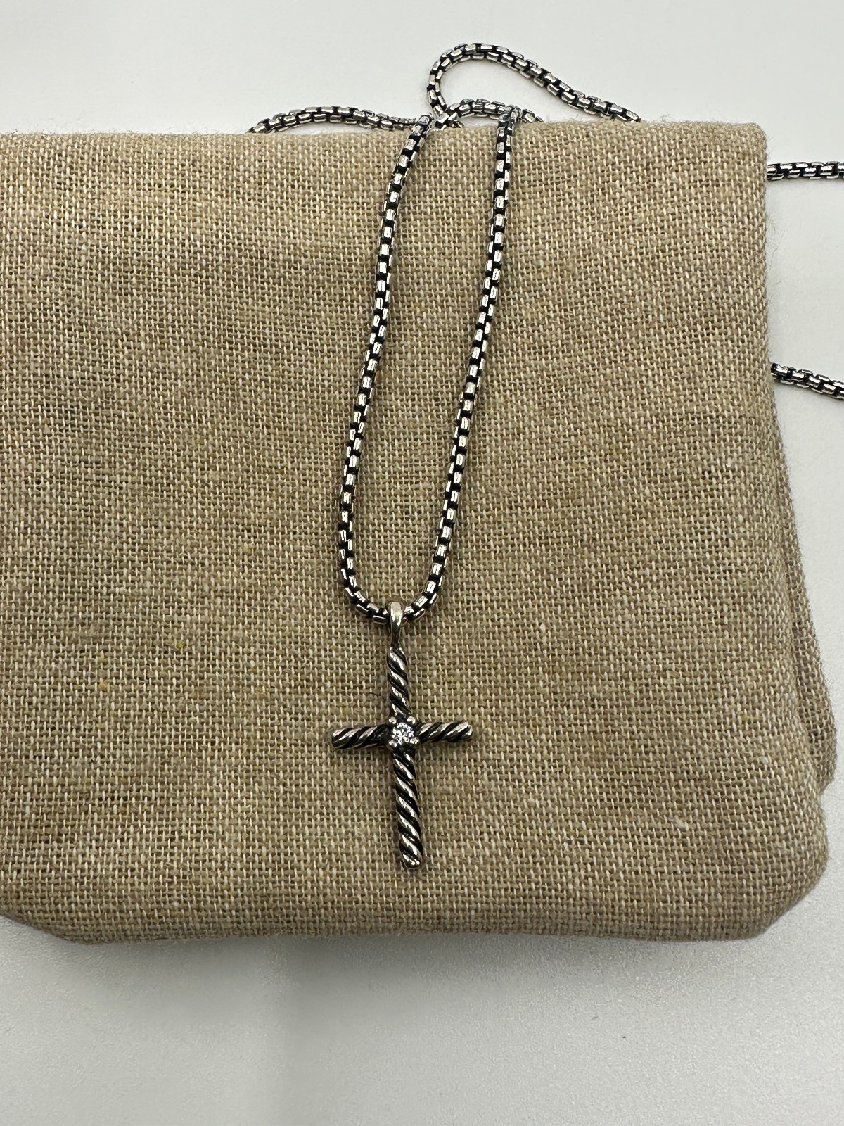 925 David Yurman Cable Classics Cross Necklace with Diamond