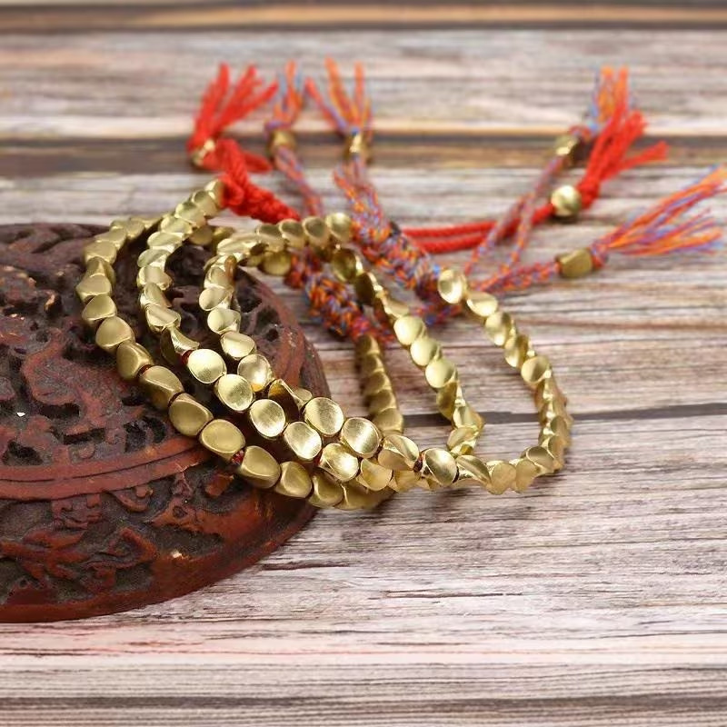 Tibetan Copper Bead Bracelet for Good Luck and Wealth Healing Jewelry Men Women