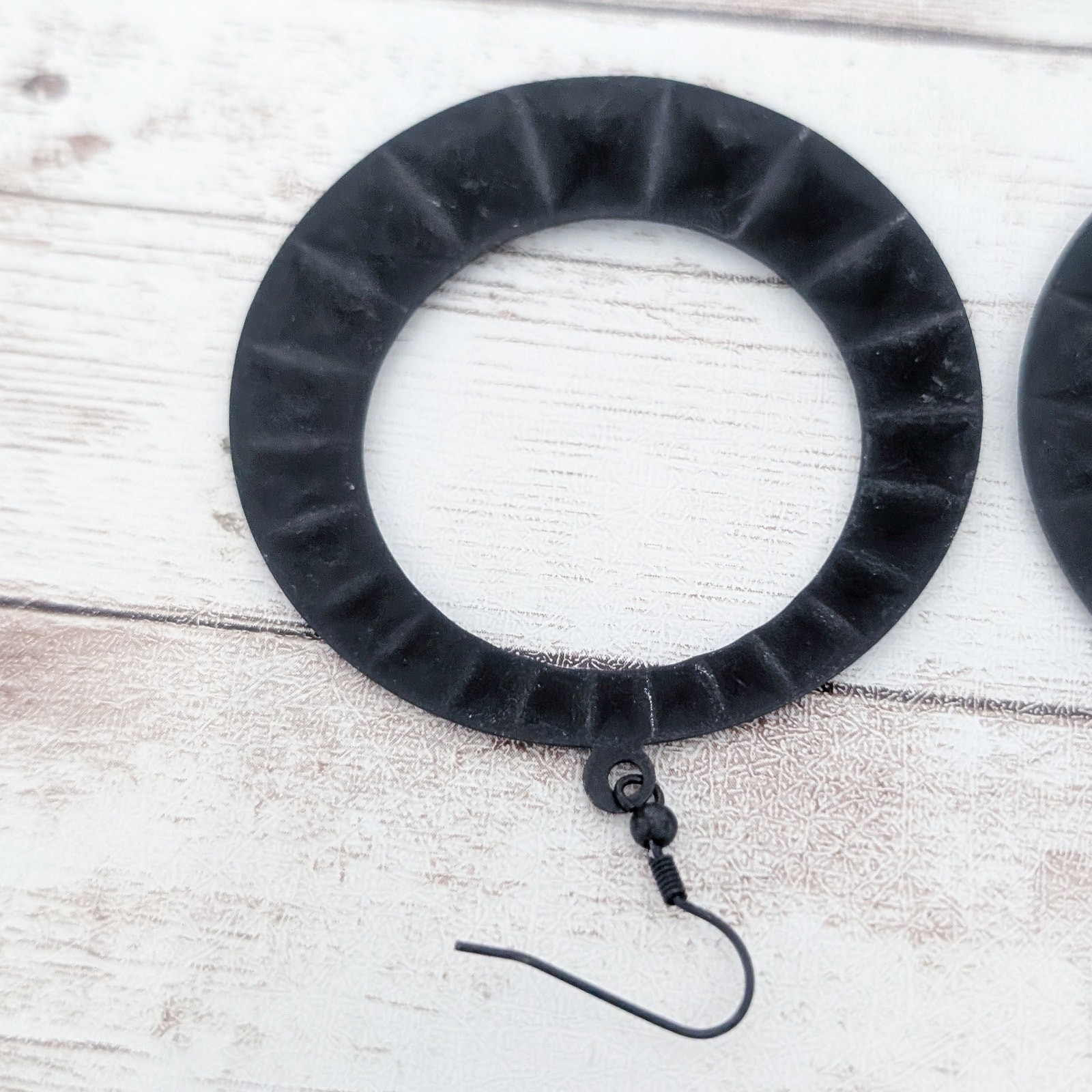 Extra Large Black Dangle Earrings 2.5″ – Fair Condition
