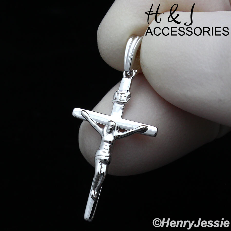 925 STERLING SILVER SIMPLE PLAIN JESUS CHRIST CROSS CRUCIFIX CHARM PENDANT*SP293