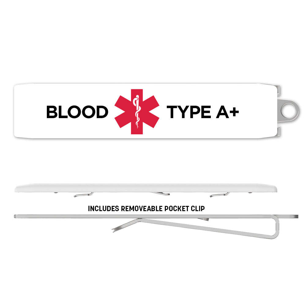 Blood Type Transfusion Medical Alert Clip ID Stainless Spring Mounting Plate