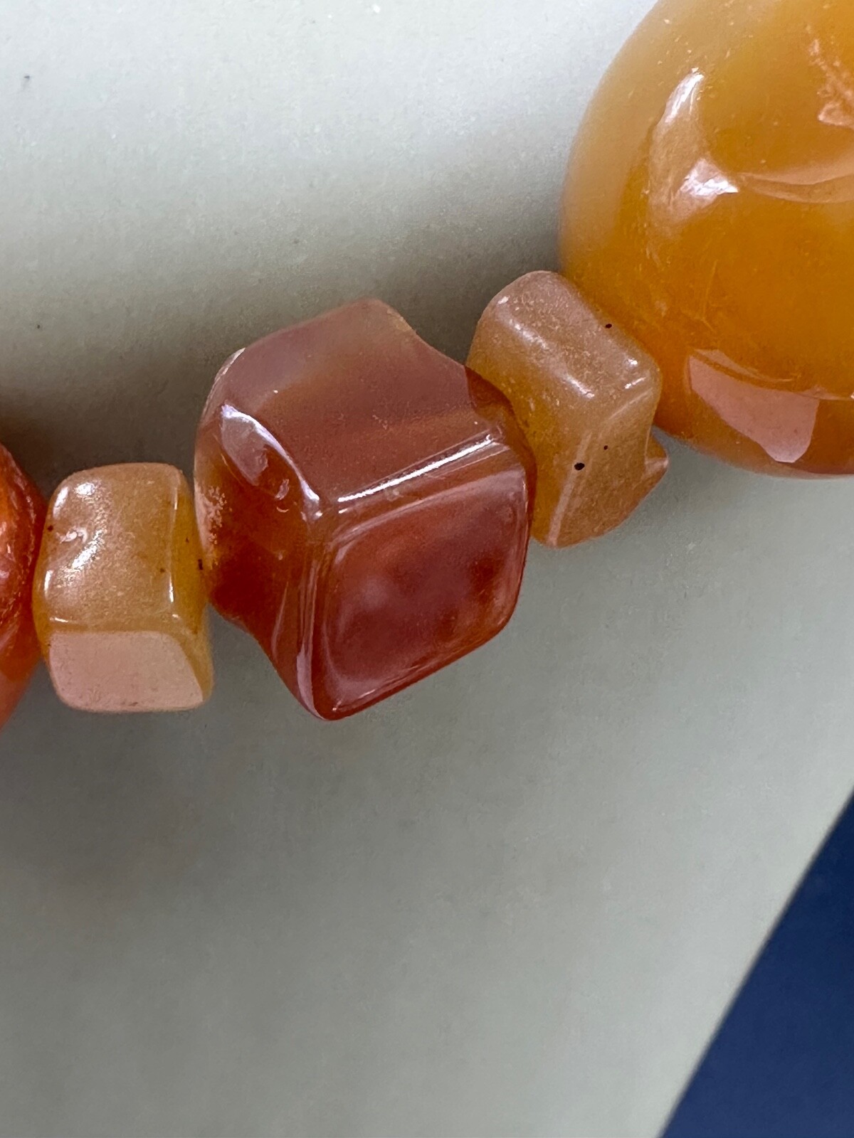 ESTATE POLISHED CARNELIAN STONE BEAD NUGGET STRAND STRING NECKLACE 16″