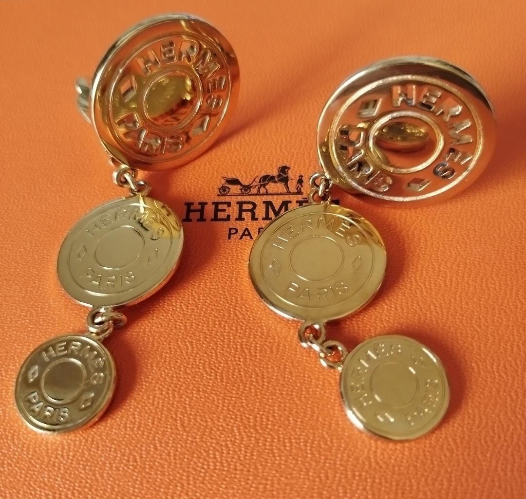 HERMES 3 Series Accessories Earrings Metal Gold