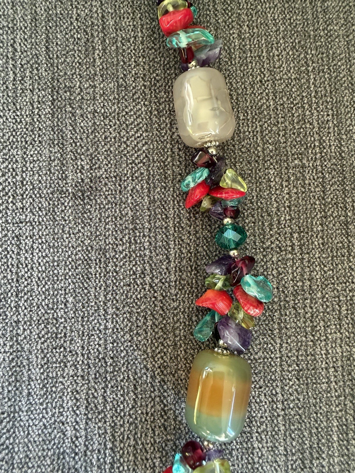 Multicoloured Beaded Necklace with Semi Precious Stones for Women