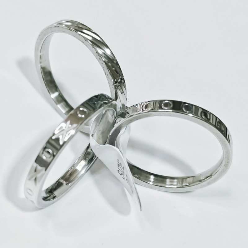 35Sets 105Pcs 3 in 1 Stackable Stainless Steel Rings Mixed Styles Unisex Jewelry