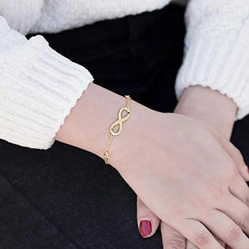 Womens Sterling Silver Infinity Endless Love Symbol Charm Adjustable