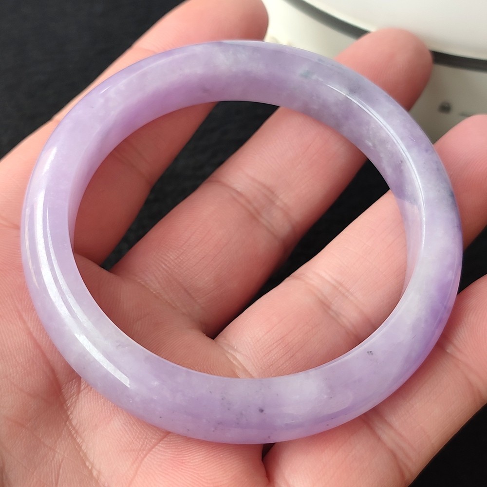 Certified Grade A Lavender 59mm Natural Burma Jade jadeite Bangle Bracelet