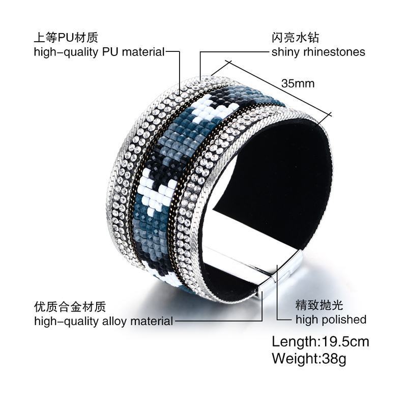 19.5cm Alloy PU Leather Magnet Clasp Band Bohemian Women’s Jewelry Brand New