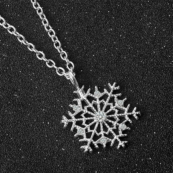 Christmas Crystal Snowflake Silver Charm Chain Necklace Pendant Jewelry Gift New