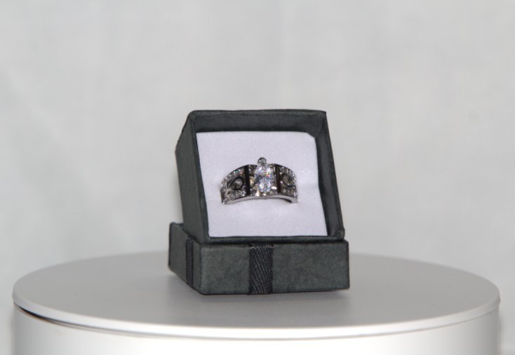 Marquise CZ Statement Ring 925 Sterling Silver Wide Band Filigree Size 6