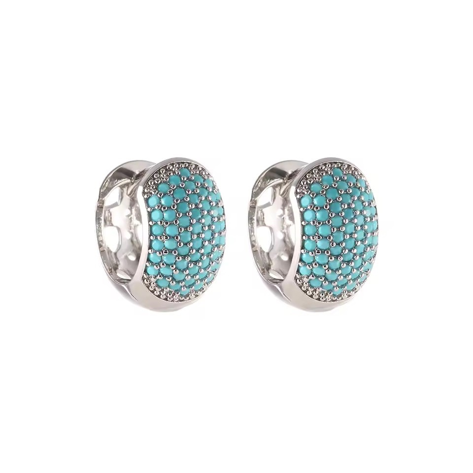ZARD Turquoise Huggie Hoop Earrings in Sterling Silver
