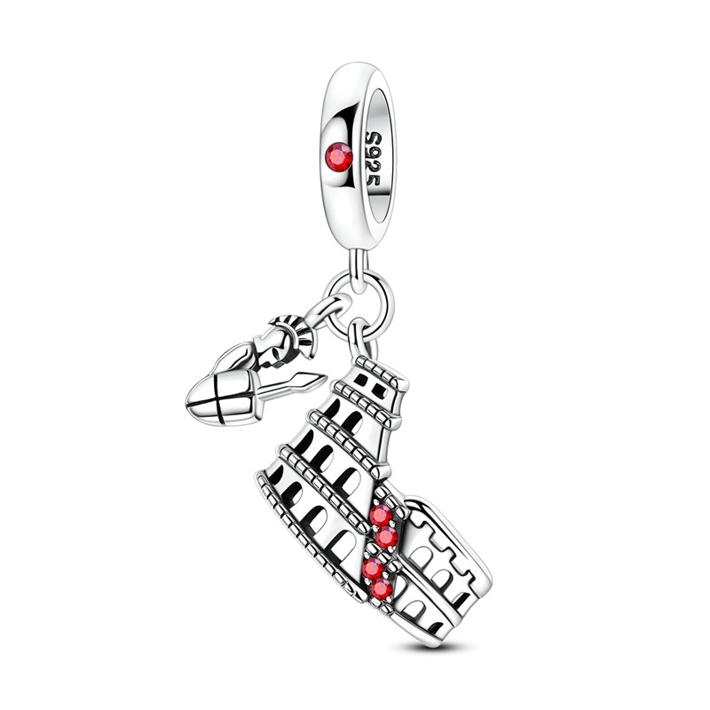 MULA European 925 Sterling Silver Charm Roman Colosseum CZ For Women Bracelet