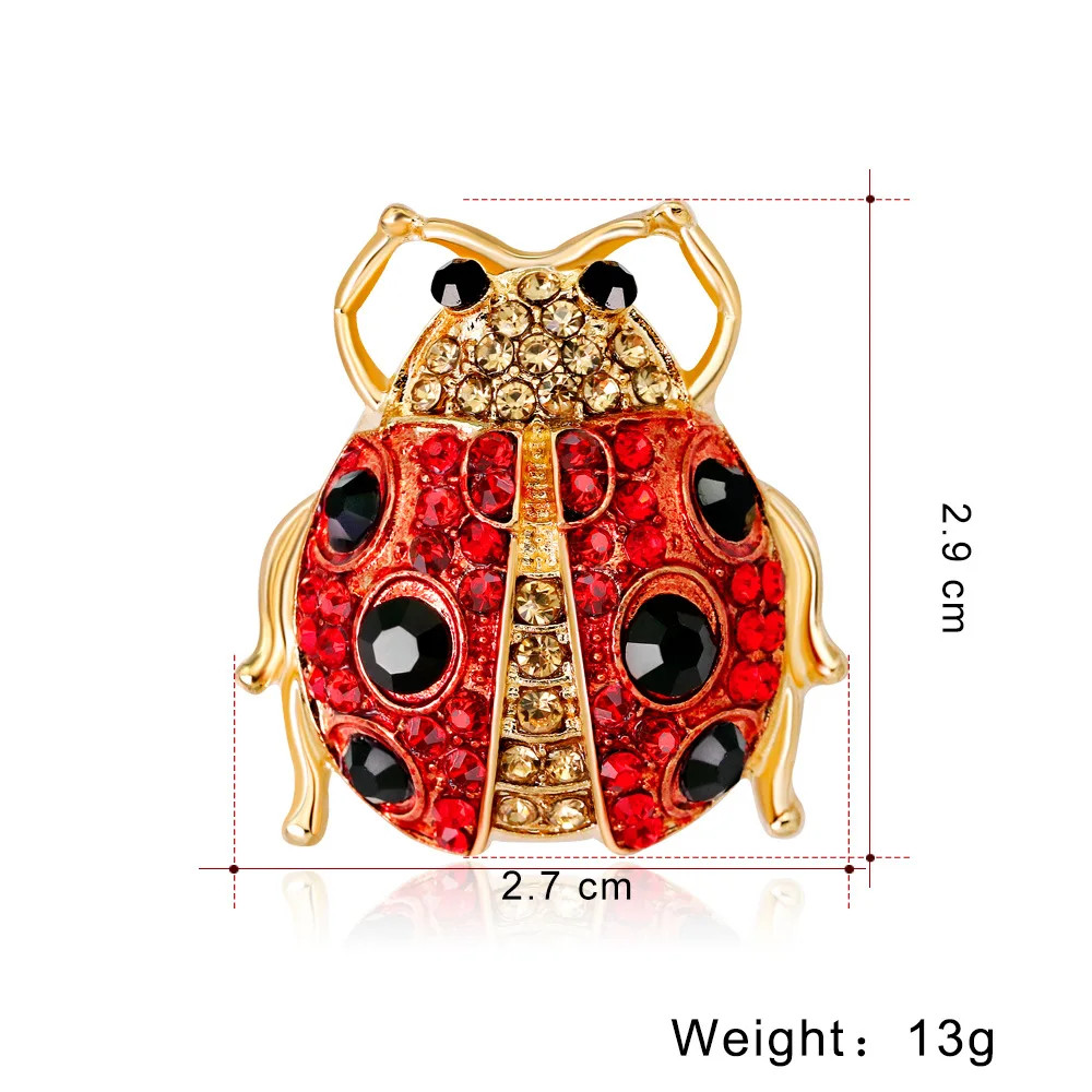 Vintage Ladybug Rhinestone Brooch Gold Beetle Insect Pin Bug Summer Jewelry Gift