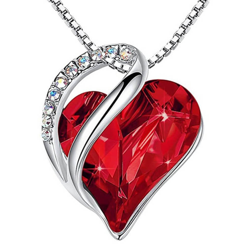 Ocean Crystal Love Heart Pendant Charm Necklace Clavicle Chain 12 Colors Women