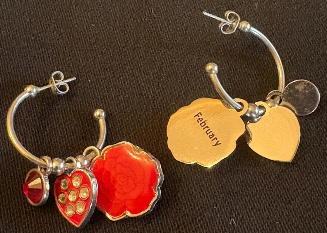 2011 Willabee&Ward 12-Mo Charm Pierced Dangle Hoop Earrings Set in Display Case