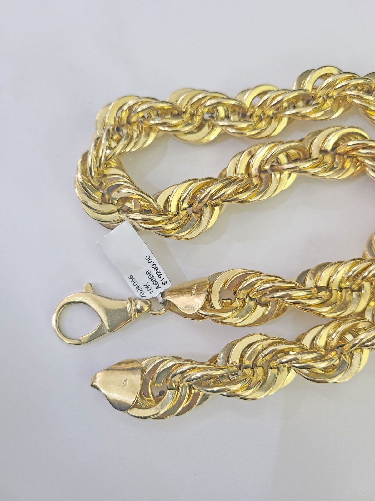 10k REAL Yellow Gold Rope Chain Necklace 16mm 20″ Men’s Thick 10kt