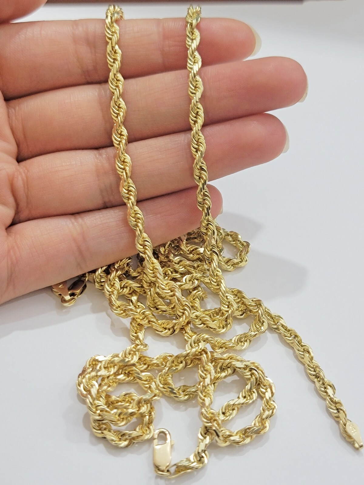 Real Solid 10k Gold Rope Chain Necklace 4mm-10mm Diamond Cut 18″-30″ For Pendant