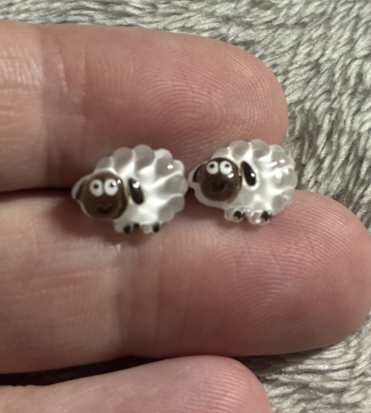 Novelty Sheep Earrings Cute Gift Fun Farm Wildlife Animal Festival Party