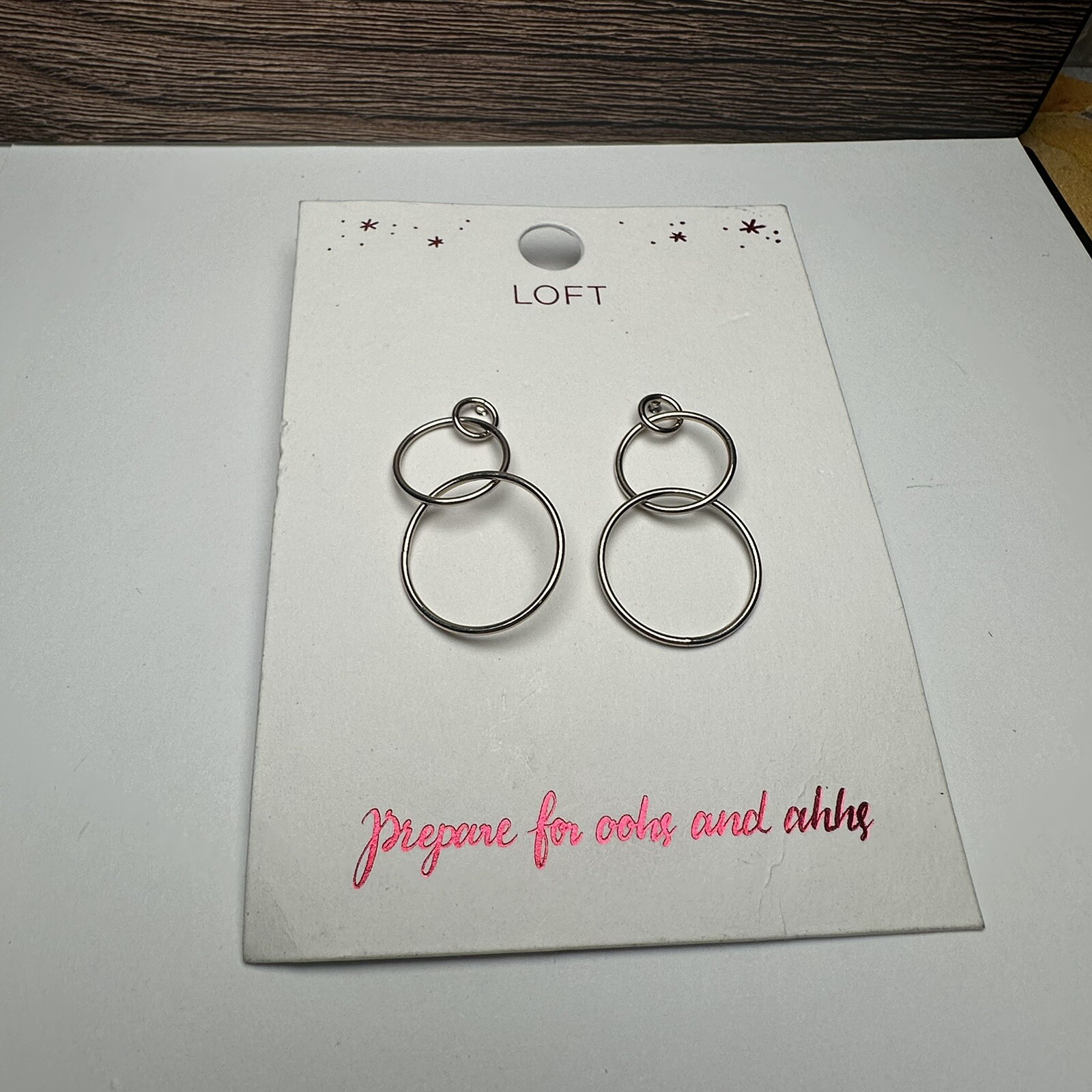 LOFT Circle Loop Dangle Drop Pierced Earrings NWT