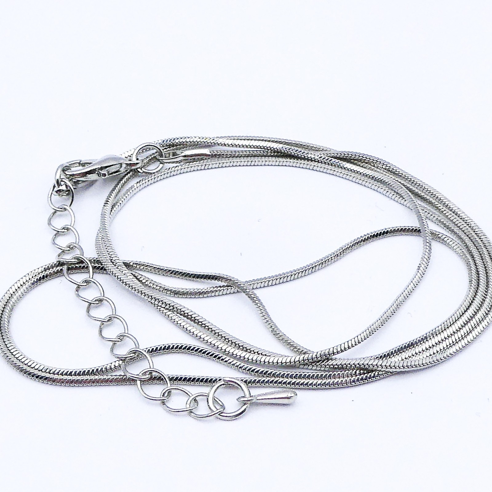 New Silver Toned Adjustable 30″ Snake Chain Stackable Necklace